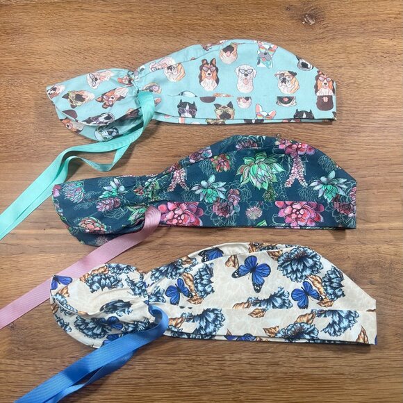 NWOT 10 Ponytail Scrub Caps Bundle scrub hats surgical caps ponytail scr… - Picture 14 of 16